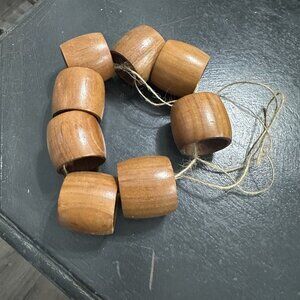 Set Of 8 Wood Napkin Ring Holders Place Setting Dining Table Holidays Vintage